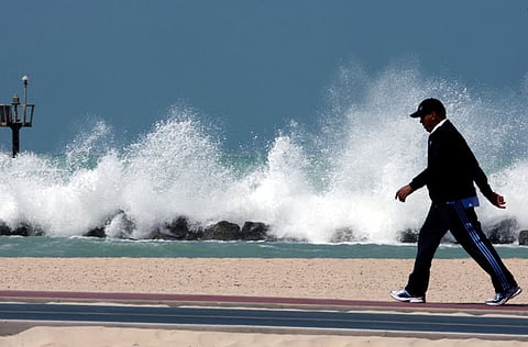 Waves off the UAE coast could reach up to seven feet high.