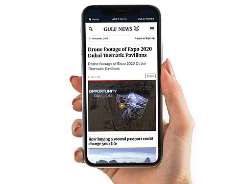 The new Gulf News website on a smart phone