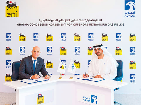 The concession, which has a term of 40 years, was signed by Dr. Sultan Al Jaber, UAE Minister of State and Adnoc Group CEO and Claudio Descalzi, CEO of ENI.