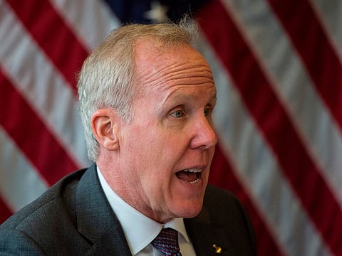 Former Nasa astronaut Tom Jones speaks during a news conference on Nasa's 25-year plan for humans to inhabit Mars.