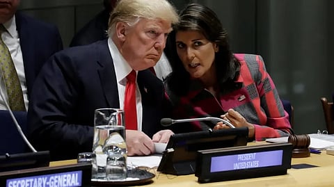 Haley with Trump at the UN in September.