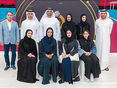 The SSFA Board of Trustees during a group photo with the award’s Ambassadors, athletes and community activists to participate in the Sharjah Sports Family Award (SSFA).