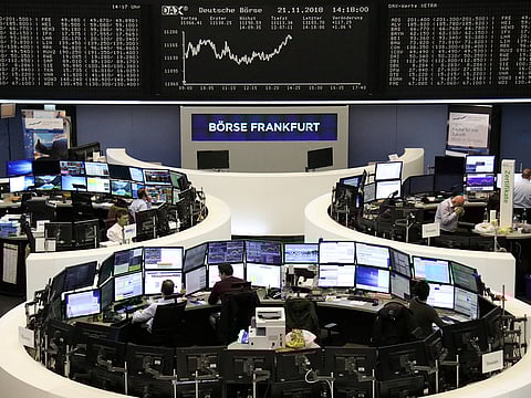 The German share price index DAX graph is pictured at the stock exchange in Frankfurt, Germany, on November 21, 2018.