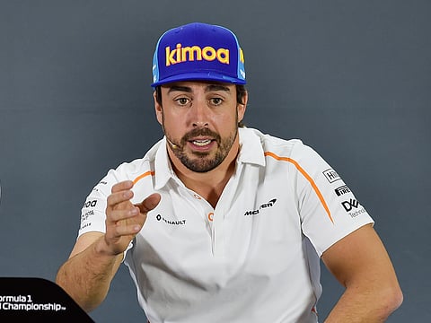 Fernando Alonso of McLaren F1 team addressing media at Yas Marina Circuit in Abu Dhabi on Thursday.