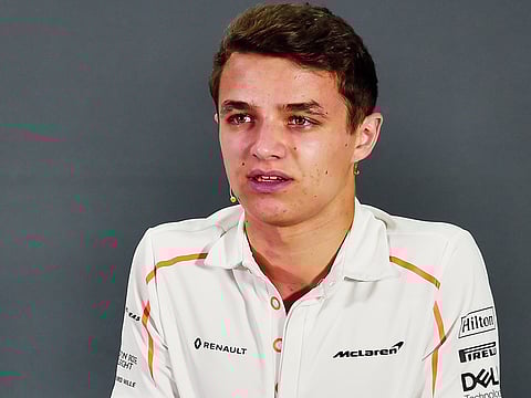 Lando Norris addressing the media ahead of Etihad Airways Abu Dhabi Grand Prix at Yas Marina Circuit on Thursday.