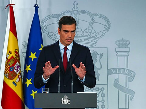 Spain's Prime Minister Pedro Sanchez delivers a statement at the Moncloa Palace in Madrid, Spain, November 24, 2018.