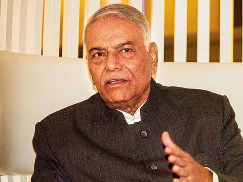 Yashwant Sinha, former finance India minister during an interview in Dubai.
