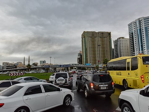 Traffic snarls near Sharjah's Central Souq caused heavy delays to motorists who attempted to drive into Dubai during a thunderstorm.