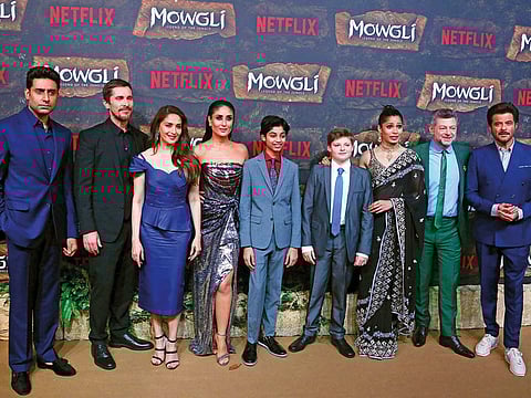 Abhishek Bachchan, Christian Bale, Madhuri Dixit Nene, Kareena Kapoor Khan, Rohan Chand, Louis Serkis, Freida Pinto, Andrew Serkis and Anil Kapoor at the premiere in Mumbai.