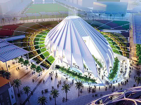 The UAE Pavilion symbolises the falcon, a reference to UAE’s heritage and its bold and daring spirit