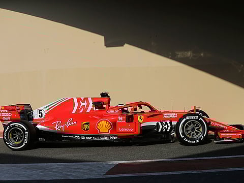 Ferrari driver Sebastian Vettel of Germany steers his car during Pirelli F1 testing in Abu Dhabion Tuesday, November 27, 2018.