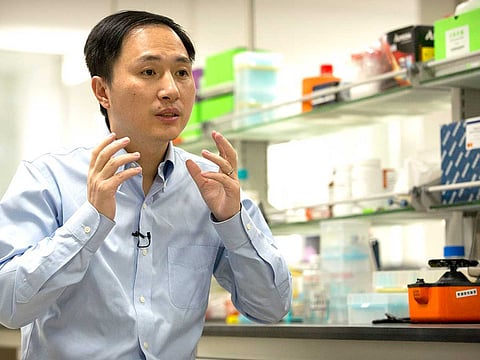 He Jiankui speaks during an interview at a laboratory in Shenzhen in southern China's Guangdong province.