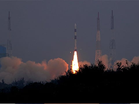 Picture of the rocket launch tweeted by the Indian Space Research Organisation