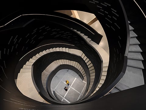 A staircase of Helsinki's new Central Library Oodi is seen during a preview on November 30, 2018 in Helsinki, Finland. The new library will open its doors to the public on December 5, 2018, a day before Finland's 101st birthday.