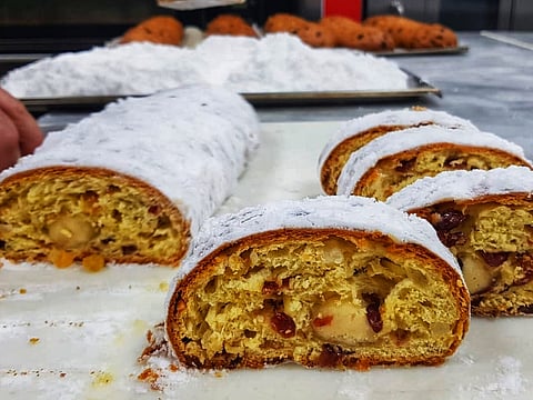 Freshly made Stollen - iced and ready to eat