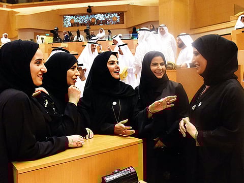 FNC members during an informal chat at FNC headquarters in Abu Dhabi.