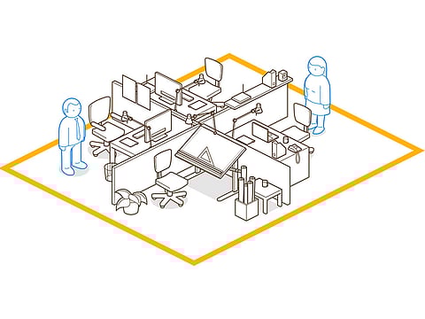 Clear sightlines across a large area - that's what today's ideal workspaces aspire for. Image for illustrative purposes only.