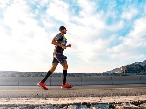 Dr Khalid Al Suwaidi, Executive Director of ECSSR in Abu Dhabi, trains for over seven hours daily as he prepares for the Abu Dhabi to Makkah run which he will undertake on February 1.