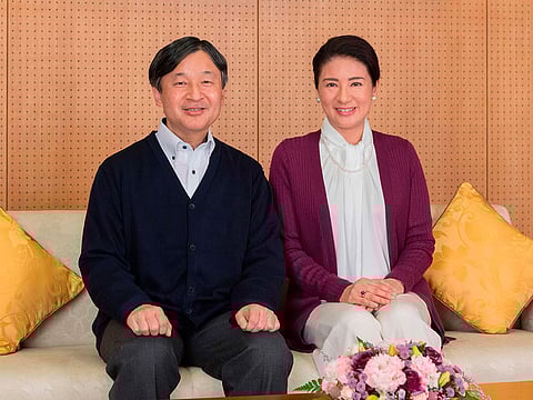 Japan's Crown Princess Masako (right) and her husband Crown Prince Naruhito posing for a photograph at Togu Palace in Tokyo.