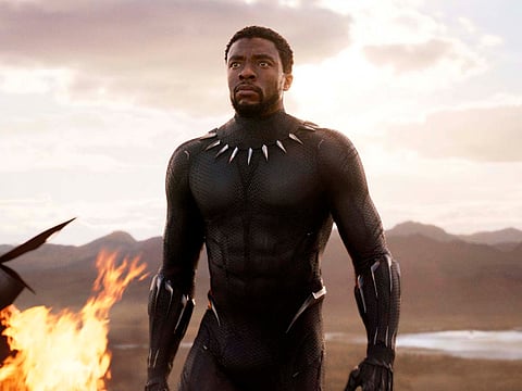 This image released by Disney and Marvel Studios' shows Chadwick Boseman in a scene from "Black Panther."