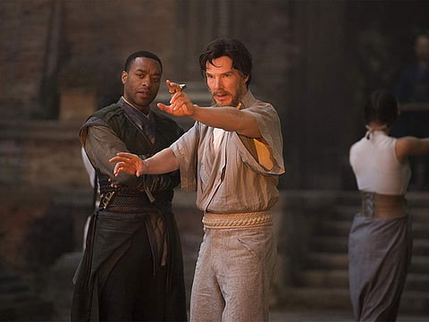 Chiwetel Ejiofor (left) and Benedict Cumberbatch in a scene from Doctor Strange.
