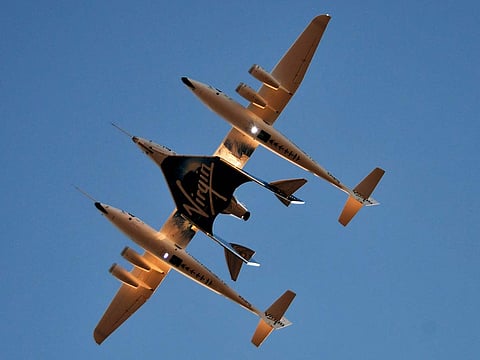 Virgin Galactic’s carrier airplane WhiteKnightTwo carrying space tourism rocket plane SpaceShipTwo takes off from Mojave Air and Space Port in Mojave, California, U.S. December 13, 2018.