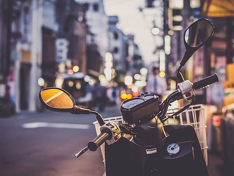 A parked scooter. For illustrative purposes only.