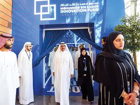 Shaikh Hamdan during the launch of the Mohammad Bin Rashid Innovation Fund Accelerator at Dubai Opera yesterday. The first group of accelerators will start their membership on April 7.