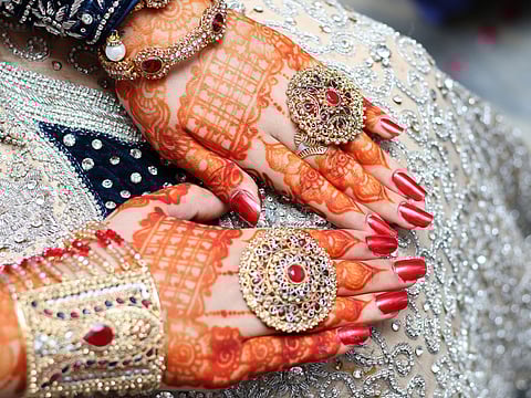 Dressed in bridal finery. Picture used for illustrative purpose only.