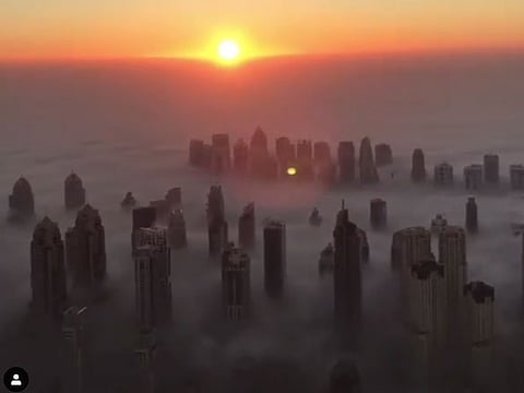 Nasser Al Neyadi shared breath-taking shots of Dubai as he was skydiving across the city on Thursday morning.
