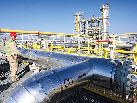File photo: A worker is seen at the new CPF3 oil station in the Halfaya oilfield in southern of Maysan province, Halfaya, Iraq.