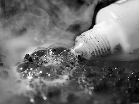 A bottle of acid used in an attack. For illustrative purposes only.