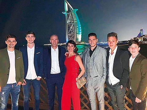 Zinedine Zidane and family pose in front of the Burj Al Arab.