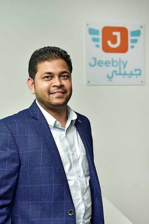 Raman Pathak, Co-Founder & CEO at Jeebly LLC, at his office in Business Bay.