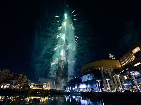 Fireworks at the Burj Khalifa on January 1, 2017.