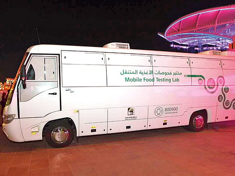 Dubai Municipality’s first mobile smart food testing laboratory is stationed at Gate 5 of the Global Village.