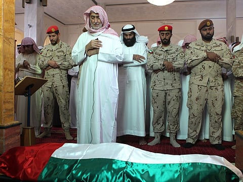 Navigator Jasem Abdullah Ali Tunaiji, 45, one of the four killed in a rescue helicopter crash on December 29, was laid to rest in Ras Al Khaimah on Tuesday afternoon. The funeral at Al Rams town was attended by hundreds of the residents as well as a number of officials.