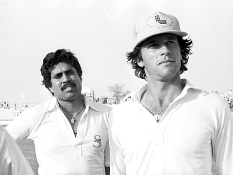 Imran Khan and Kapil Dev during their playing days in Sharjah.