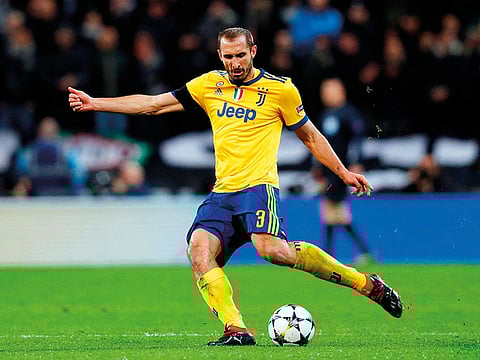 Juventus’ Giorgio Chiellini in action during a Uefa Champions League match last year.