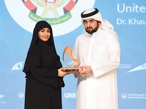 Sheikh Ahmed Bin Mohammed Bin Rashid Al Maktoum during presentation of an award in Dubai.