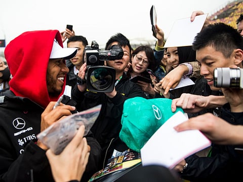 Mercedes' world champion Lewis Hamilton is hugely popular with the Chinese fans