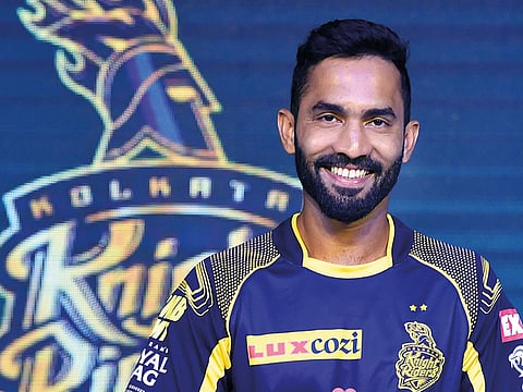 Dinesh Karthik during his unveiling as the IPL captain for Kolkata Knight Riders in 2018.