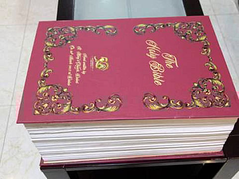 A handwritten community Bible that weighs 22kg