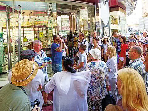 Tourists at the Gold Souq in Dubai.