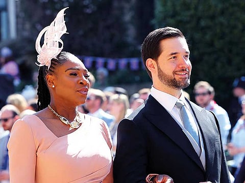 Serena Williams and Alexis Ohanian arrive at St George’s Chapel at Windsor Castle for the wedding of Meghan Markle and Prince Harry in Windsor on Saturday.