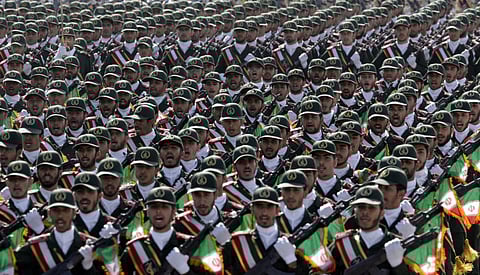 Iran’s Revolutionary Guard troops march during a parade in Tehran (File)