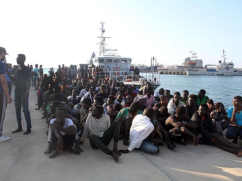 African migrants are gathered at the naval base of the capital Tripoli. The latest accident occurred about two weeks after another boat carrying mainly Ethiopian migrants sank off the Djibouti coast, claiming several dozen lives.