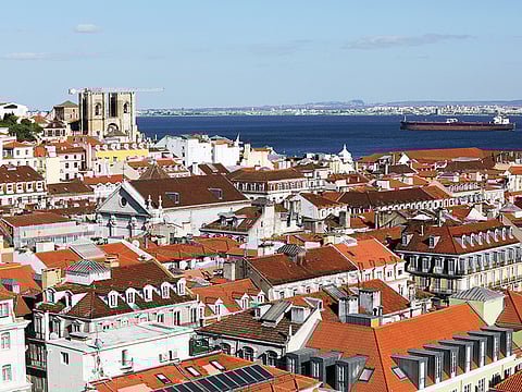 An overview of Lisbon from one of the city's scenic outlooks