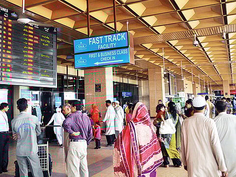 Passengers at Jinnah International Airport, in Karachi, Pakistan.