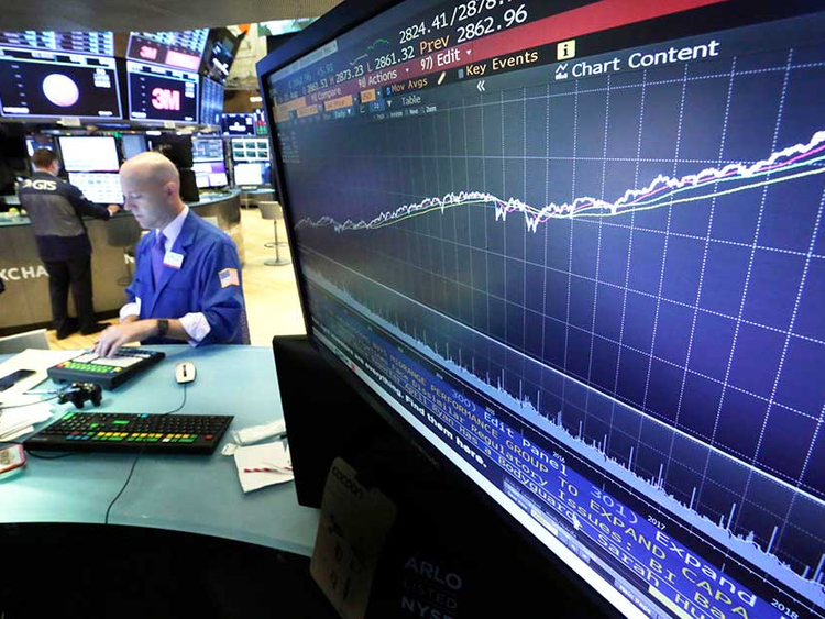 A chart on a screen on the floor of the New York Stock Exchange shows the rise of the S&P 500 index since 2009. Photo used for illustrative purposes.